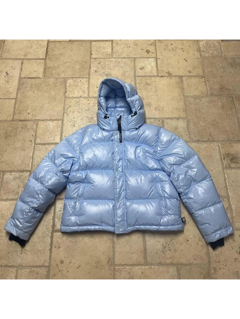 Women's Aritzia Super Puff Shorty Puffer Jacket Hi-Gloss Blue Sz. L